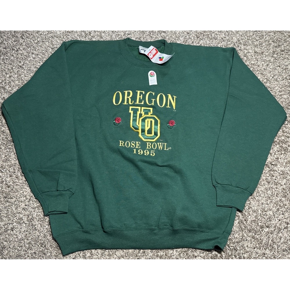 NEW Vtg Oregon Ducks 1995 Rose Bowl Midwest Embroidery Stitched Crewneck (XL)